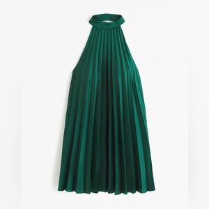 Abercrombie & Fitch Giselle Pleated Trapeze Mini Dress Green holiday dress